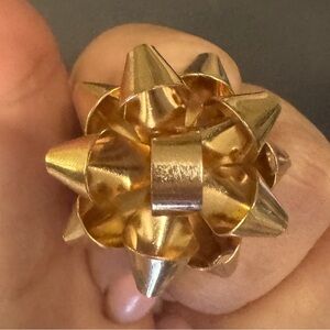 Big gold presents BOW elastic ring~ Christmas gift, stocking stuffer
